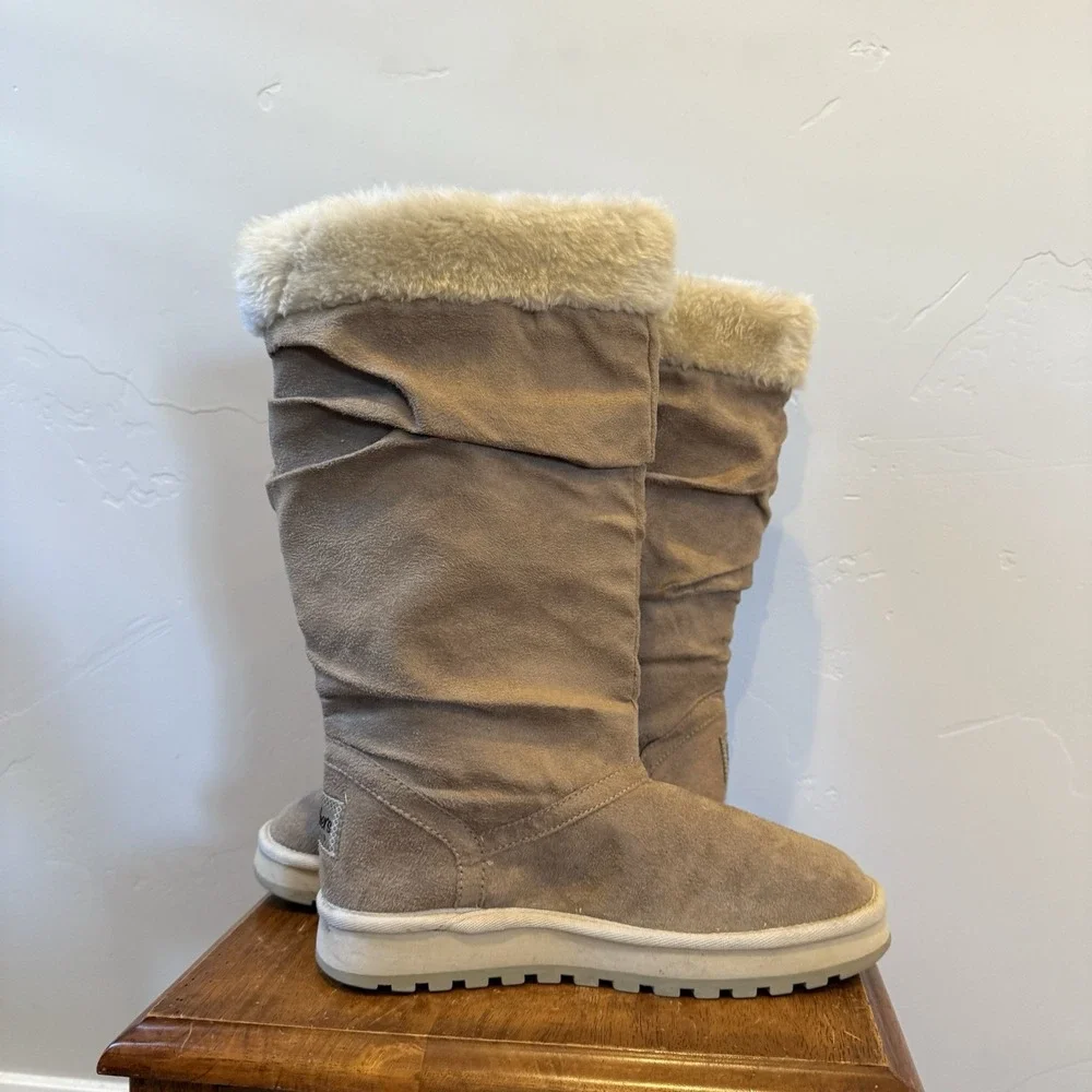 Womens Skechers Australia 9 Tan Pull On Slouch Mid Calf Boots Y2K  Faux Suede‎